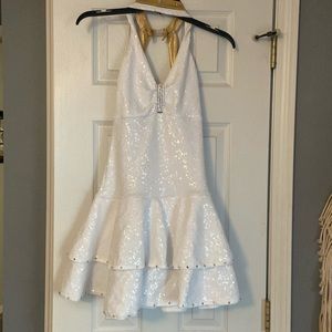 White and gold dance costume, size adult medium